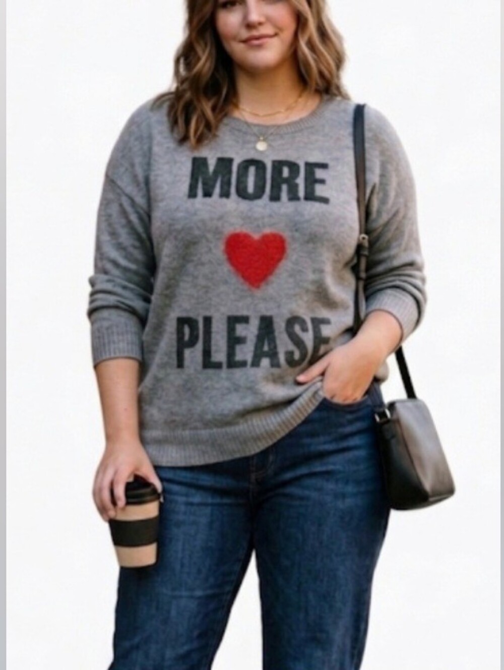Rachel Roy Graphic Sweater Grey- Size L